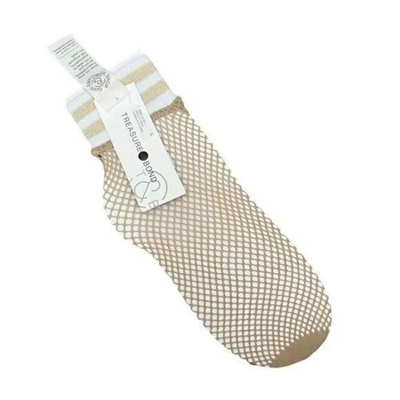 Treasure & Bond Gold & Beige Mesh Ankle Socks OS - Picture 1 of 2